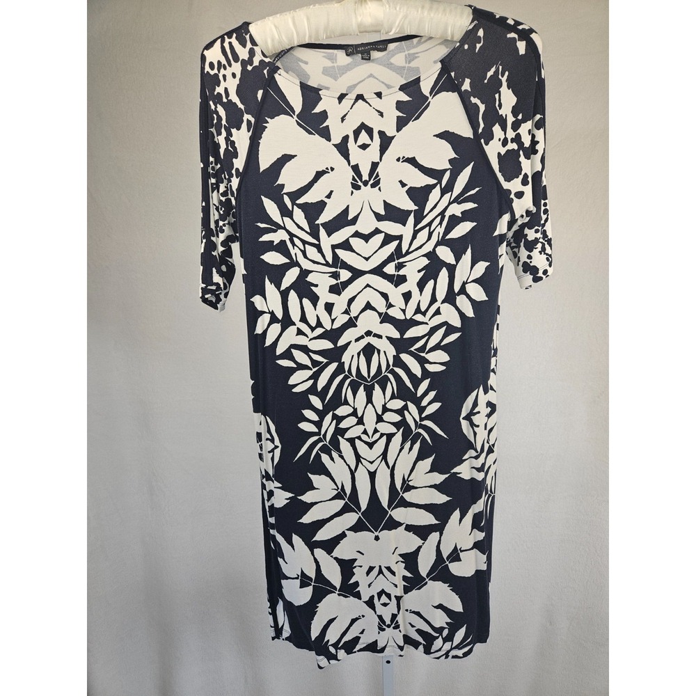 Adrianna Papell Bodycon Navy White Floral Sheath Dress‎ Elbow Length Sleeve, M